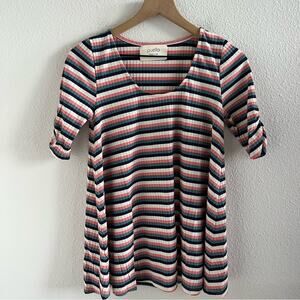 Anthropologie Puella Striped Ribbed Blouse Top Shirt Small